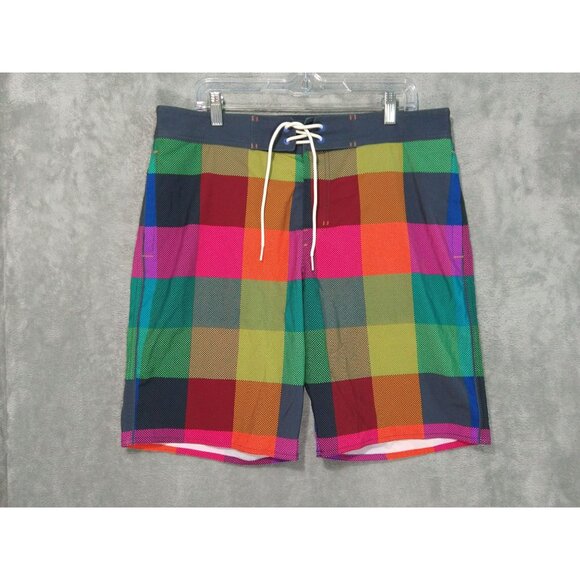 American Eagle Shorts Mens Large Plaid Beach Board Swim Trunks Drawstring - Picture 1 of 9